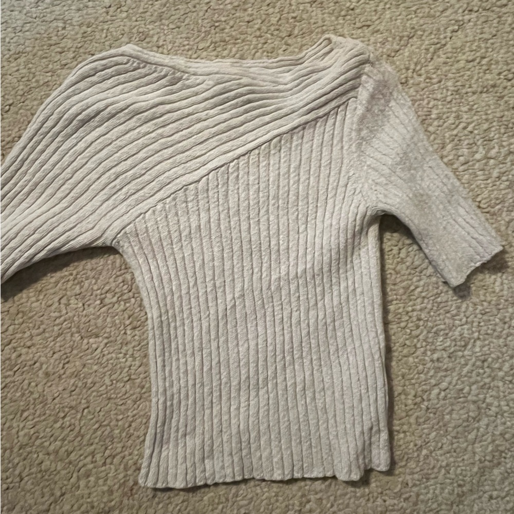 Anthropology Maeve Cream Ribbed Sweater